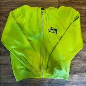 Stussy Neon Green Zip-Up Sweater